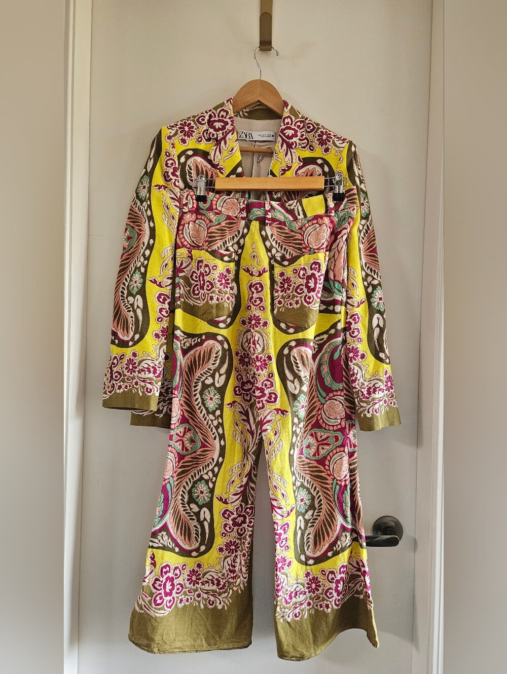 Women's Printed Linen Blazer Pant Set
